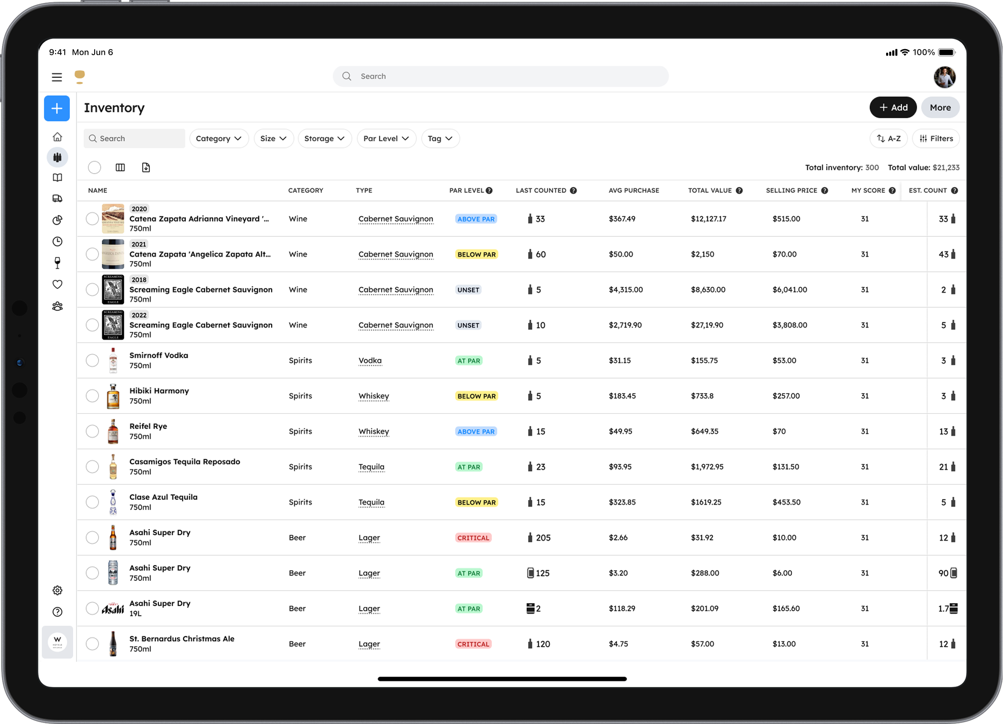 InVintory hospitality dashboard
